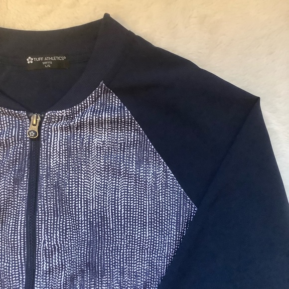 TUFF ATHLETICS WOMENS BLUE & WHITE PATTERNED ZIP UP JACKET/ Size Large - Picture 3 of 9